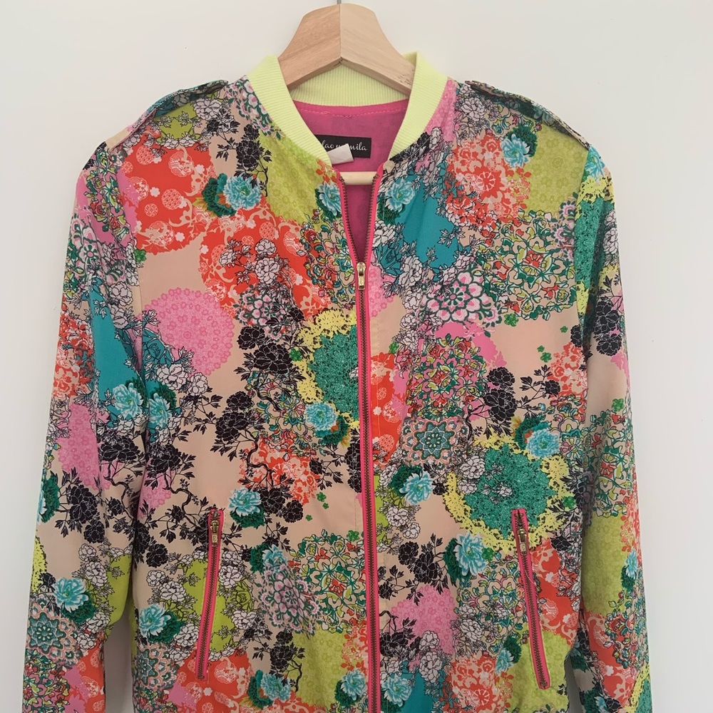 Melao Mimila Bomber Jacket Floral Print Size S